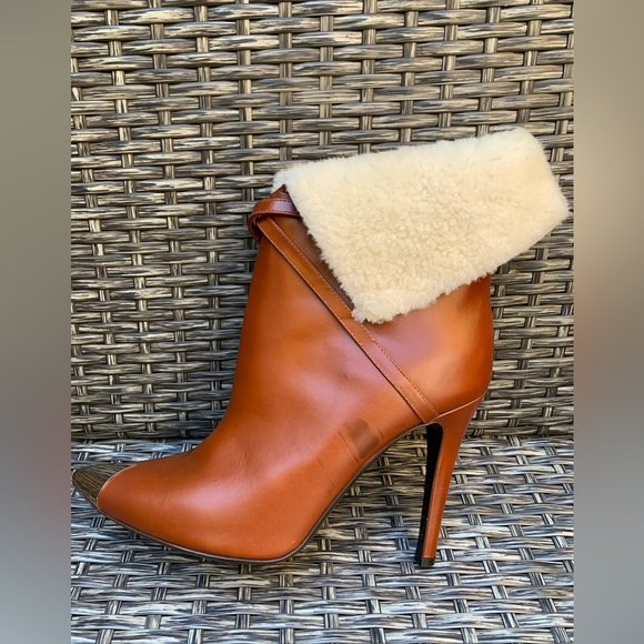 Philosophy di Lorenzo Serafini Shearling Fur Cuff Leather Boots, Size 40, NEW - Picture 6 of 11